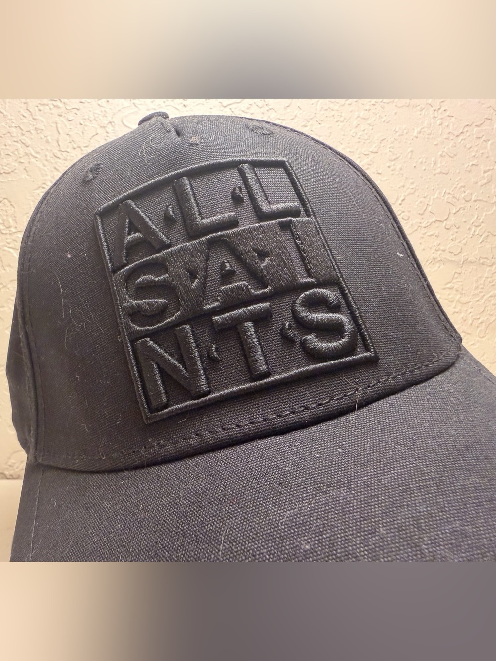 All Saints Black Raised Logo Baseball Cap